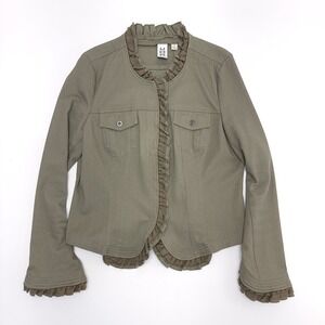 M by Marc Bouwer Womens‎ M Jacket Coat Olive Sage Green Cotton Blend Dennim